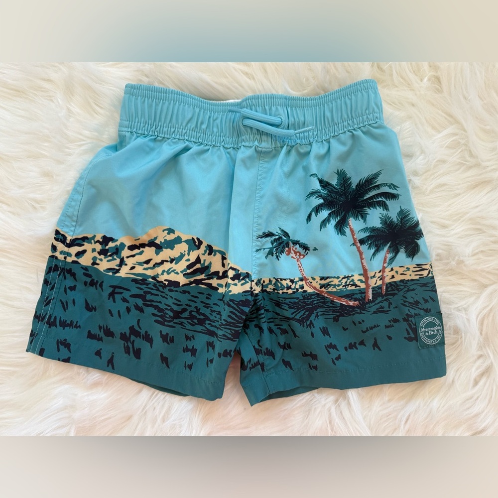 Abercrombie Kids Teal Tropical Print bathing suit